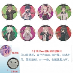 58mm 8PCS/SET Danganronpa: Trigger Happy Havoc Cartoon Pin Anime Tinplate Brooch