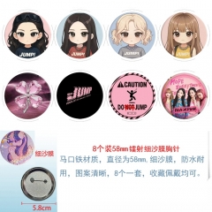 58mm 8PCS/SET K-POP BLACKPINK Cartoon Pin Anime Tinplate Brooch