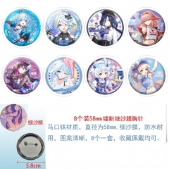 原神3 8款一套圆形镭射细沙膜胸针58mm