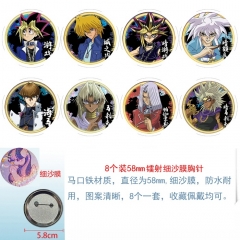 游戏王 8款一套圆形镭射细沙膜胸针58mm