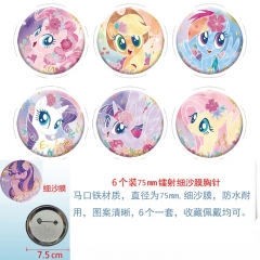 小马宝莉2 6款一套75mm圆形细沙膜胸针