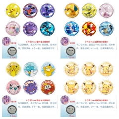 4 Styles 75mm 6PCS/SET Pokemon Cartoon Pin Anime Tinplate Brooch