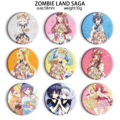 9pcs/set 58MM ZOMBIE LAND SAGA Cartoon Pin Anime Tinplate Brooch
