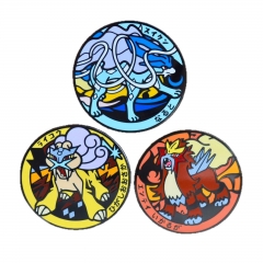 3 Styles 50MM Pokemon Three sacred Cartoon Pin Anime Alloy Brooch