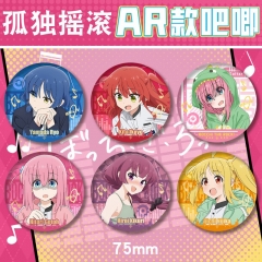 75mm AR款PET双闪吧唧孤独摇滚徽章浮雕冷烫胸章波奇山田凉马口铁谷子