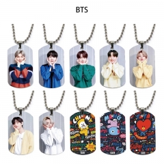 BTS 动漫双面全彩印花军牌项链