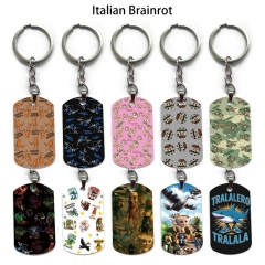 Italian-Brainrot 动漫双面全彩印花军牌环扣钥匙扣