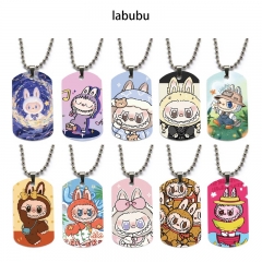 labubu 动漫双面全彩印花军牌项链