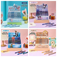 48支）疯狂动物城新款stich史迪仔卡通圆珠笔蓝色笔芯按动书写笔文具笔