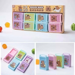 6 Styles 24pcs/set Capybara Cartoon Anime Eraser Stationery