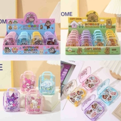 4 Styles 16pcs/set POP MART Labubu Capybara Cartoon Anime Eraser Stationery