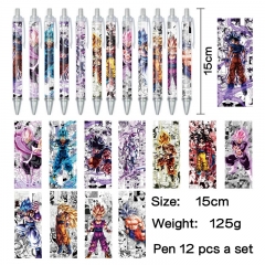 七龙珠 动漫明星周边印花圆珠笔中性笔(12支一套）