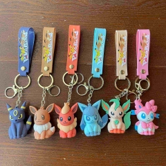 6 Styles Pokemon Pikachu Cartoon PVC Anime Figures Keychain
