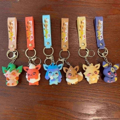6 Styles Pokemon Cartoon PVC Anime Figures Keychain