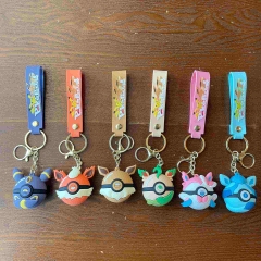 6 Styles Pokemon Cartoon PVC Anime Figures Keychain