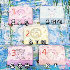 4 Styles Sanrio Cinnamoroll Kuromi Cartoon Short Wallet Anime Purse