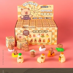 60pcs/set Capybara Cartoon Surprise Blind Box Anime 3D Eraser Stationery
