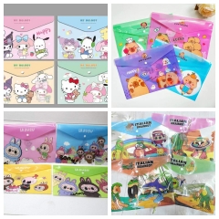 6 Styles 12pcs/set POP MART Labubu Sanrio Italian Brainrot Cartoon Anime A4 File Pocket