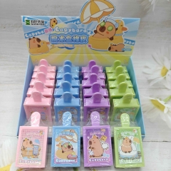 24pcs/set Capybara Cartoon Stationery Anime Eraser