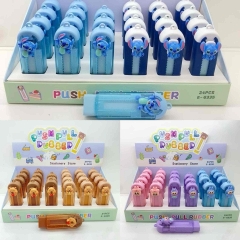 3 Styles 24pcs/set Lilo & Stitch POP MART Labubu Capybara Cartoon Anime Eraser Stationery