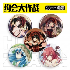 10 Styles 58mm Date A Live Cartoon Pin Anime Tinplate Brooch