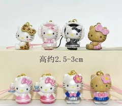 8pcs/set  2.5-3cm Hello Kitty Cartoon Anime PVC Figure Pendant