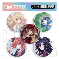 44 Styles 58-75mm Date A Live Cartoon Pin Anime Tinplate Brooch