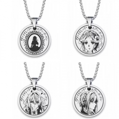 7 Styles Violet Evergarden Cartoon Anime Stainless Steel Necklace