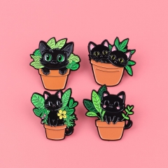 4 Styles Cute Cat Cartoon Pin Anime Alloy Brooch