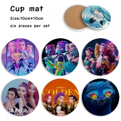 3 Styles 6pcs/set K-Pop: Demon Hunters Cartoon Ceramics Cup Mat Anime Coaster
