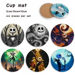 6pcs/set The Nightmare Before Christmas Cartoon Ceramics Cup Mat Anime Coaster