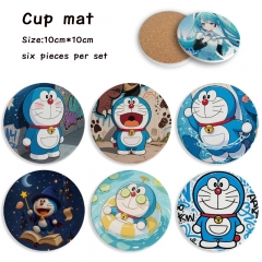 6pcs/set Doraemon Cartoon Ceramics Cup Mat Anime Coaster