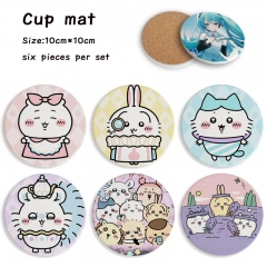 6pcs/set Chiikawa Cartoon Ceramics Cup Mat Anime Coaster