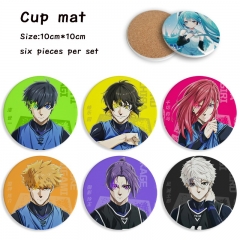 6pcs/set Blue Lock Cartoon Ceramics Cup Mat Anime Coaster