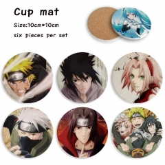 6pcs/set Naruto Cartoon Ceramics Cup Mat Anime Coaster