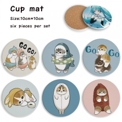 3 Styles 6pcs/set Mofusand Cartoon Ceramics Cup Mat Anime Coaster