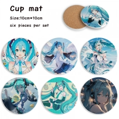 6pcs/set Hatsune Miku Cartoon Ceramics Cup Mat Anime Coaster