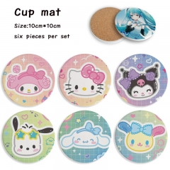 6pcs/set Sanrio Cartoon Ceramics Cup Mat Anime Coaster