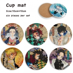 6pcs/set Demon Slayer: Kimetsu no Yaiba Cartoon Ceramics Cup Mat Anime Coaster