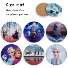 6pcs/set Frozen Cartoon Ceramics Cup Mat Anime Coaster