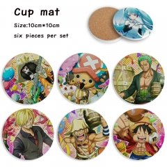 6pcs/set One Piece Cartoon Ceramics Cup Mat Anime Coaster
