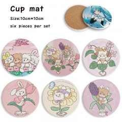 3 Styles 6pcs/set Mikko Cartoon Ceramics Cup Mat Anime Coaster