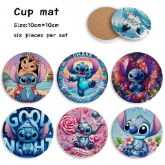 2 Styles 6pcs/set Lilo & Stitch Cartoon Ceramics Cup Mat Anime Coaster
