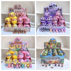 24pcs/set 7 Styles Capybara POP MART Labubu Kuromi Cartoon Surprise Blind Box Anime  PVC Figures Keychain