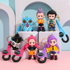 跨境热品KPOP猎魔女团钥匙扣 韩流动漫恶魔猎人pvc书包挂件钥匙链