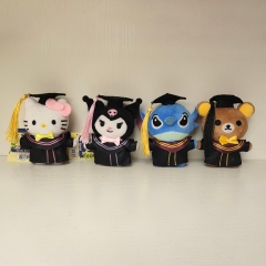 4 Styles 10CM Lilo & Stitch Kuromi Hello Kitty Cartoon Anime Plush Toy Pendant