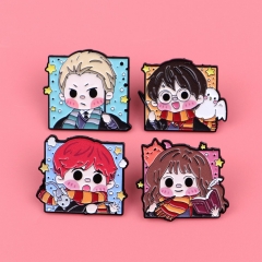 4 Styles Harry Potter Cartoon Pin Anime Alloy Brooch