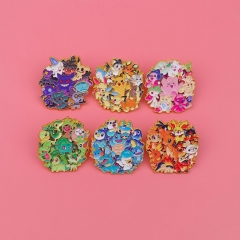 6 Styles Pokemon Cartoon Pin Anime Alloy Brooch