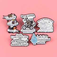 5 Styles Cute Animal Cartoon Pin Anime Alloy Brooch