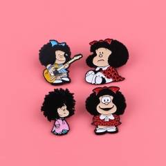 4 Styles Mafalda Cartoon Pin Anime Alloy Brooch